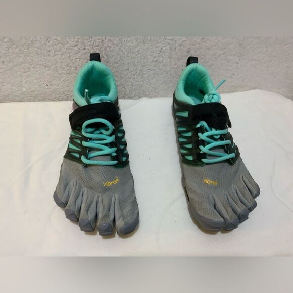 Vibram Five Fingers V-Train Cross Trainer Grey/Black/Aqua 18W6601 Wmn Size 7.5-8 - Picture 1 of 12